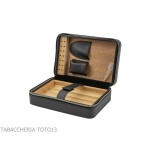 Passatore-Box aus Zedernholz mit schwarzem Leder bezogen und mit Luftbefeuchter ausgestattet - Zubehör Cigar
