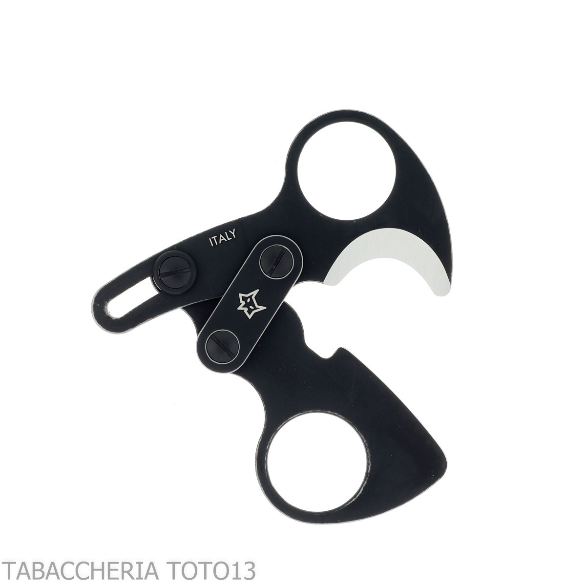 Otello Fox Knives black stainless steel double blade cigar scissor