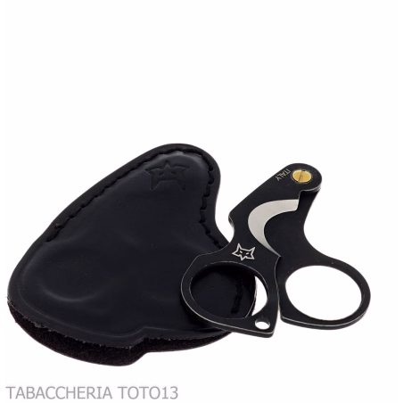 Black stainless steel Figaro stone wash double blade cigar scissor by Fox Knives - Accessories Cigar - Metal