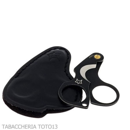 Tijera para cigarros de doble hoja Figaro de acero inoxidable negro lavado a la piedra - Accesorios Del Cigarro