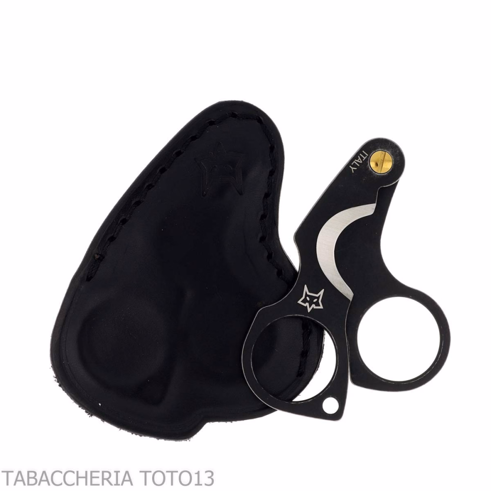 Black stainless steel Figaro stone wash double blade cigar scissor by Fox Knives - Accessories Cigar - Metal