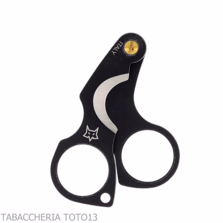 Black stainless steel Figaro stone wash double blade cigar scissor by Fox Knives - Accessories Cigar - Metal