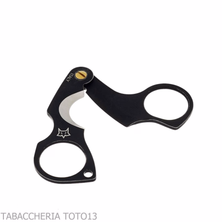 Black stainless steel Figaro stone wash double blade cigar scissor by Fox Knives - Accessories Cigar - Metal