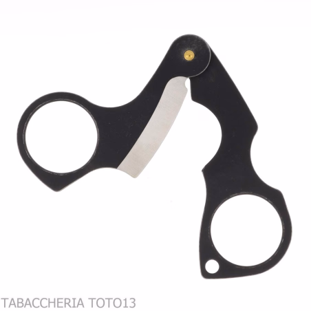 Black stainless steel Figaro stone wash double blade cigar scissor by Fox Knives - Accessories Cigar - Metal