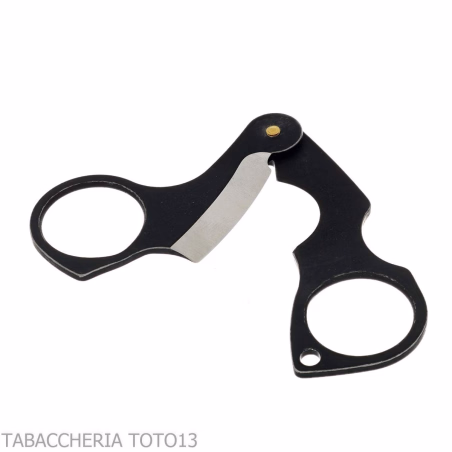 Black stainless steel Figaro stone wash double blade cigar scissor by Fox Knives - Accessories Cigar - Metal