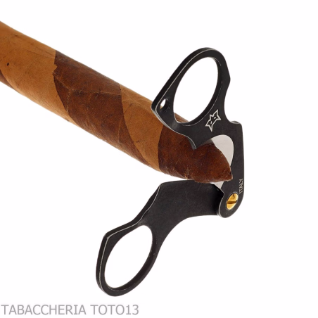 Black stainless steel Figaro stone wash double blade cigar scissor by Fox Knives - Accessories Cigar - Metal