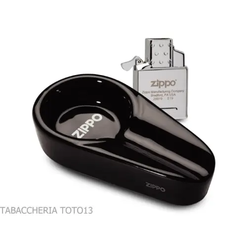 Zippo Cigar Ashtray and Gas Insert Set - Accessories Cigar - Metal, Ceramic