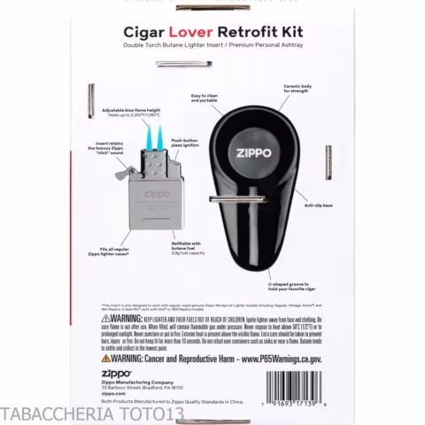 Ensemble cendrier à cigares et insert à gaz Zippo - Accessoires Cigare - Métal, Céramique