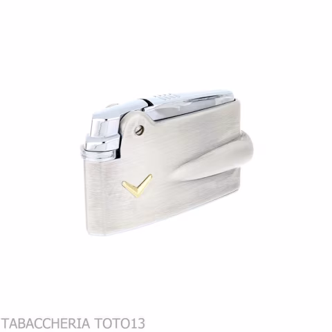 Accendino Ronson premier Varaflame V dorata su cromo satinato anticato - Accendini