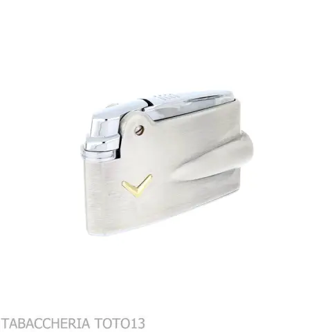 Accendino Ronson premier Varaflame V dorata su cromo satinato anticato - Accendini
