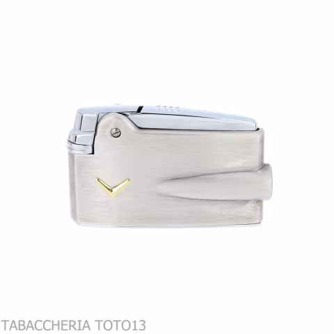 Accendino Ronson premier Varaflame V dorata su cromo satinato anticato - Accendini