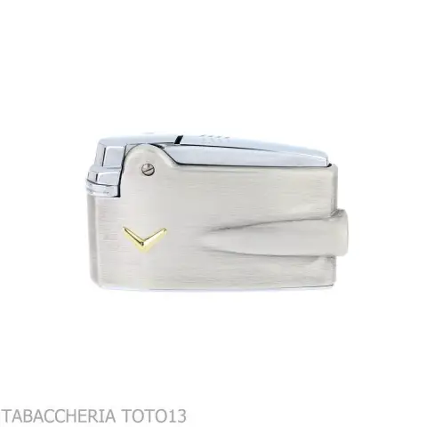 Accendino Ronson premier Varaflame V dorata su cromo satinato anticato - Accendini