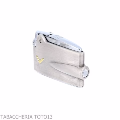 Accendino Ronson premier Varaflame V dorata su cromo satinato anticato - Accendini