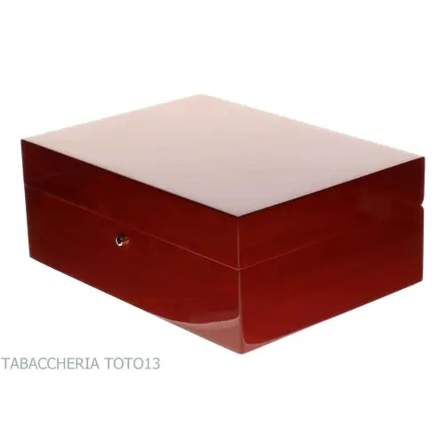 Gentili Caja humidificada para 20 puros con higrómetro, acabado rojo transparente. - Accesorios Del Cigarro