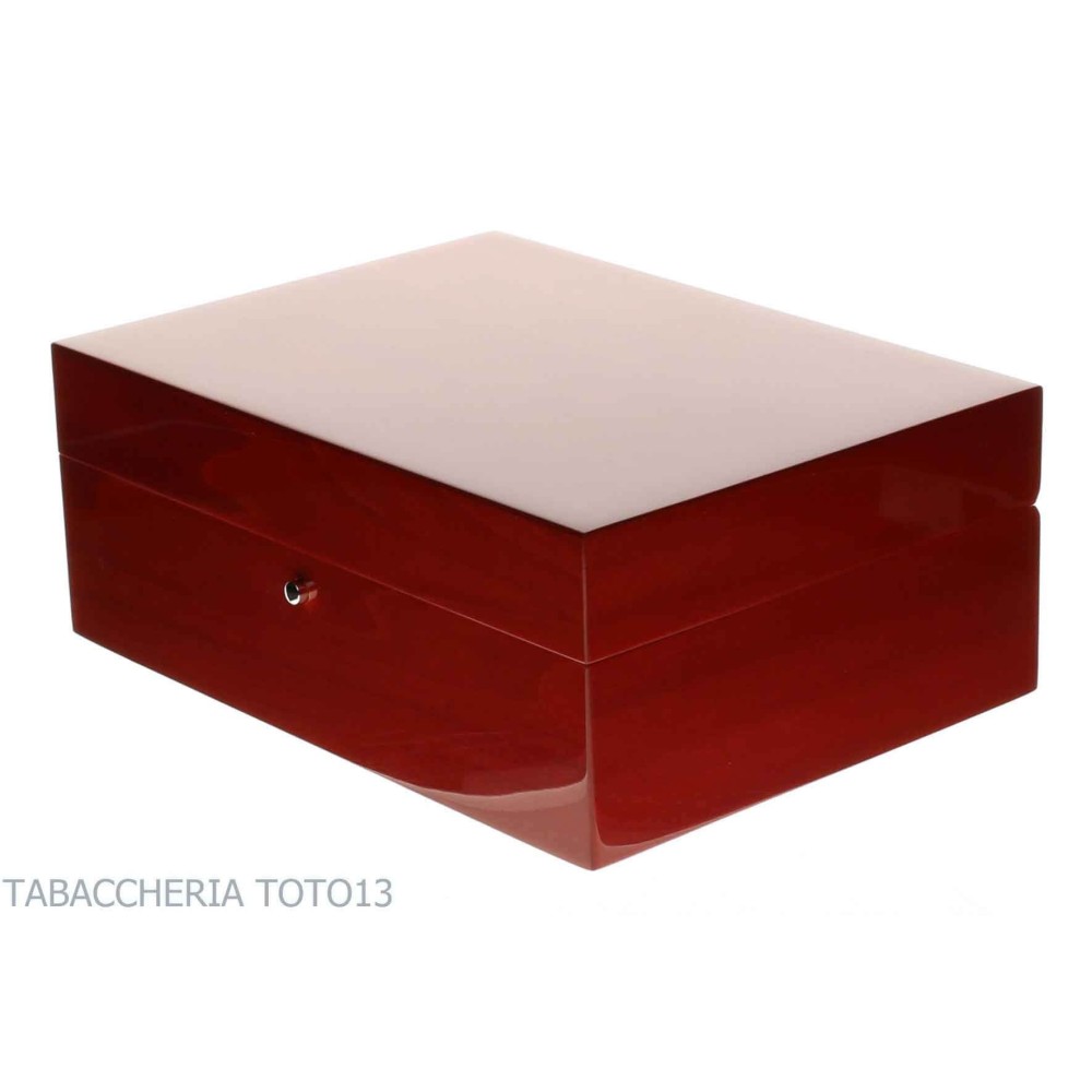 Gentili Caja humidificada para 20 puros con higrómetro, acabado rojo transparente. - Accesorios Del Cigarro