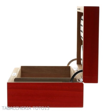 Gentili humidified box for 20 cigars with hygrometer, transparent red finish - Accessories Cigar