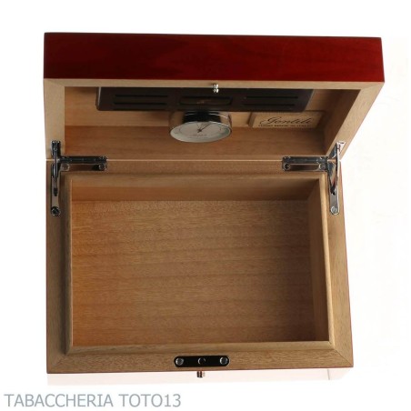 Gentili Befeuchtete Box für 20 Zigarren mit Hygrometer, transparent rote Lackierung - Zubehör Cigar
