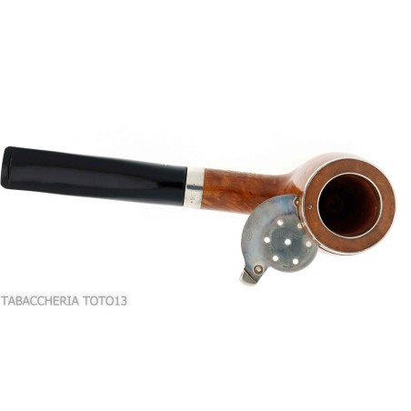 Billard de forme Brebbia Italia en bruyère polie avec capuchon et couvercle en argent - Pipe Pour le Tabac - Racine naturelle