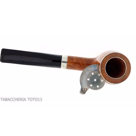 Brebbia Italia forma Billiard in radica lucida con cappuccio e coperchio in argento - Pipe