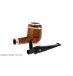 Brebbia Italia forma Billiard in radica lucida con cappuccio e coperchio in argento - Pipe