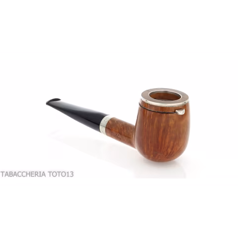 Brebbia Italia forma Billiard in radica lucida con cappuccio e coperchio in argento - Pipe