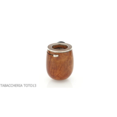 Billard de forme Brebbia Italia en bruyère polie avec capuchon et couvercle en argent - Pipe Pour le Tabac - Racine naturelle