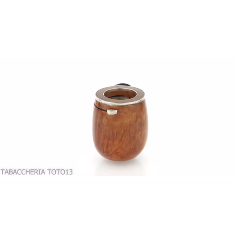 Brebbia Italia forma Billiard in radica lucida con cappuccio e coperchio in argento - Pipe