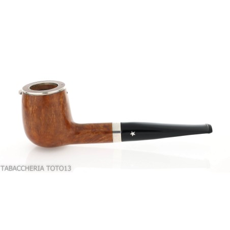 Billard de forme Brebbia Italia en bruyère polie avec capuchon et couvercle en argent - Pipe Pour le Tabac - Racine naturelle
