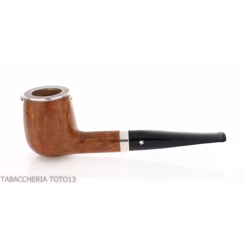 Brebbia Italia forma Billiard in radica lucida con cappuccio e coperchio in argento - Pipe