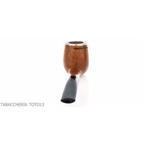 Brebbia Italia forma Billiard in radica lucida con cappuccio e coperchio in argento - Pipe