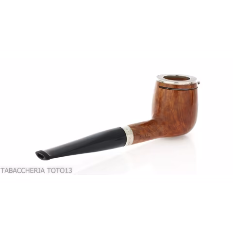 Brebbia Italia forma Billiard in radica lucida con cappuccio e coperchio in argento - Pipe
