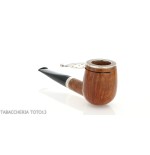 Brebbia Italia forma Billiard in radica lucida con cappuccio e coperchio in argento - Pipe