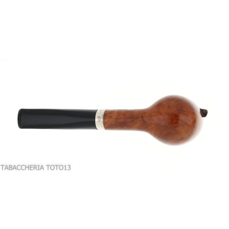 Billard de forme Brebbia Italia en bruyère polie avec capuchon et couvercle en argent - Pipe Pour le Tabac - Racine naturelle