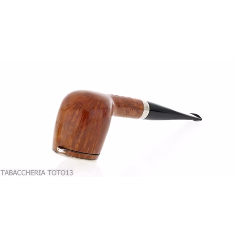 Brebbia Italia forma Billiard in radica lucida con cappuccio e coperchio in argento - Pipe