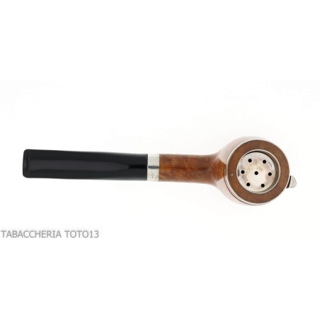 Billard de forme Brebbia Italia en bruyère polie avec capuchon et couvercle en argent - Pipe Pour le Tabac - Racine naturelle