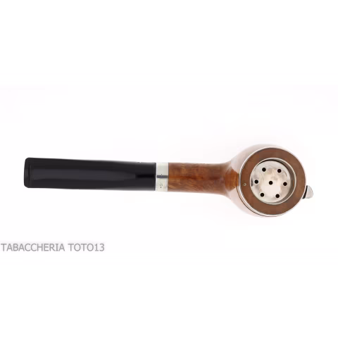 Brebbia Italia forma Billiard in radica lucida con cappuccio e coperchio in argento - Pipe
