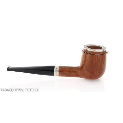 Billard in Form von Brebbia Italia aus poliertem Dornbusch mit silberner Kappe und Deckel - Tabakpfeifen