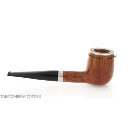 Billard de forme Brebbia Italia en bruyère polie avec capuchon et couvercle en argent - Pipe Pour le Tabac - Racine naturelle