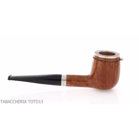 Brebbia Italia forma Billiard in radica lucida con cappuccio e coperchio in argento - Pipe