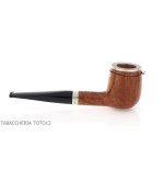 Billard de forme Brebbia Italia en bruyère polie avec capuchon et couvercle en argent - Pipe Pour le Tabac - Racine naturelle