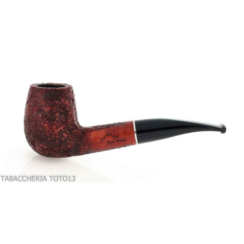 Pipe Brandy semi-courbée en bruyère rustique foncée - Pipe Milano