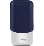 Estuche para cigarros St. Dupont en metal y cuero azul para 3 plazas - Accesorios Del Cigarro