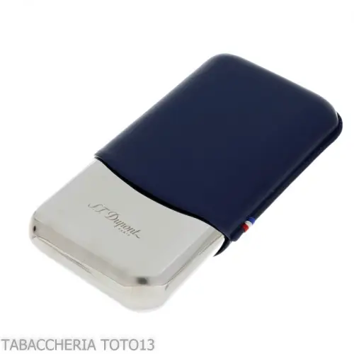 Etui à cigares St. Dupont en métal et cuir bleu pour 3 places - Accessoires Cigare - Cuir, Métal