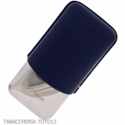 Estuche para cigarros St. Dupont en metal y cuero azul para 3 plazas - Accesorios Del Cigarro