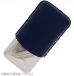 Estuche para cigarros St. Dupont en metal y cuero azul para 3 plazas - Accesorios Del Cigarro