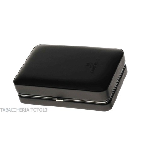 Caja de cedro cubierta en cuero negro para 5 cigarros, equipada con cortador - Accesorios Del Cigarro