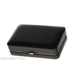 Box in cedro rivestita in pelle nera per 5 sigari, dotato di cutter - Accessori Per Sigari