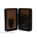 Box in cedro rivestita in pelle nera per 5 sigari, dotato di cutter - Accessori Per Sigari