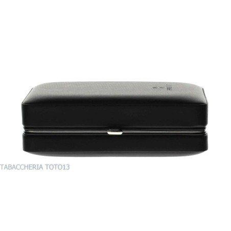 Caja de cedro cubierta en cuero negro para 5 cigarros, equipada con cortador - Accesorios Del Cigarro