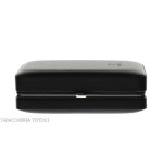 Cedar box covered in black leather for 5 cigars, equipped with cutter - Accessories Cigar